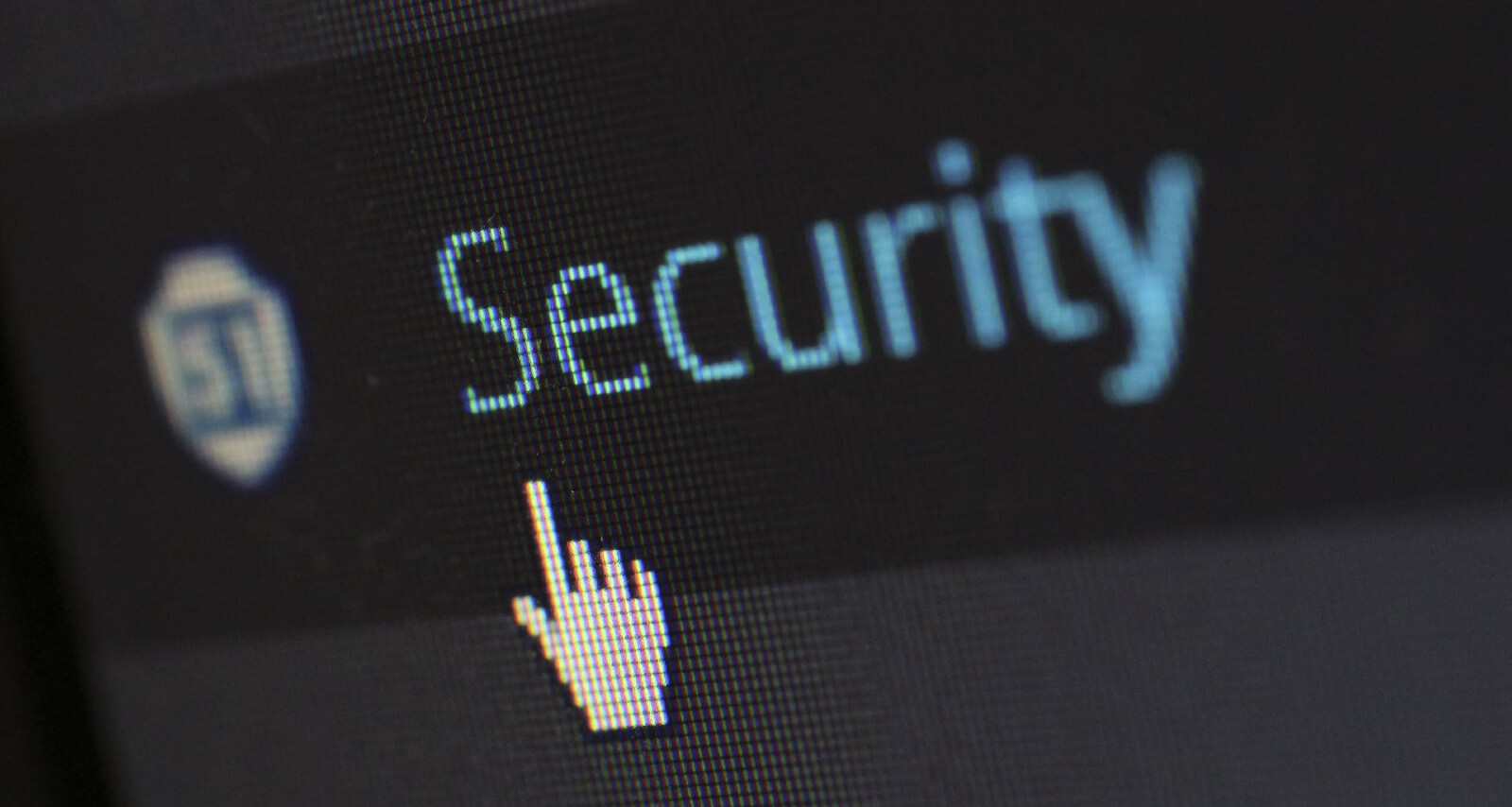 cursor hovering over the word security on displayed on a website